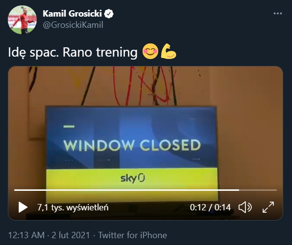 TWEET Kamila Grosickiego po północy! :D